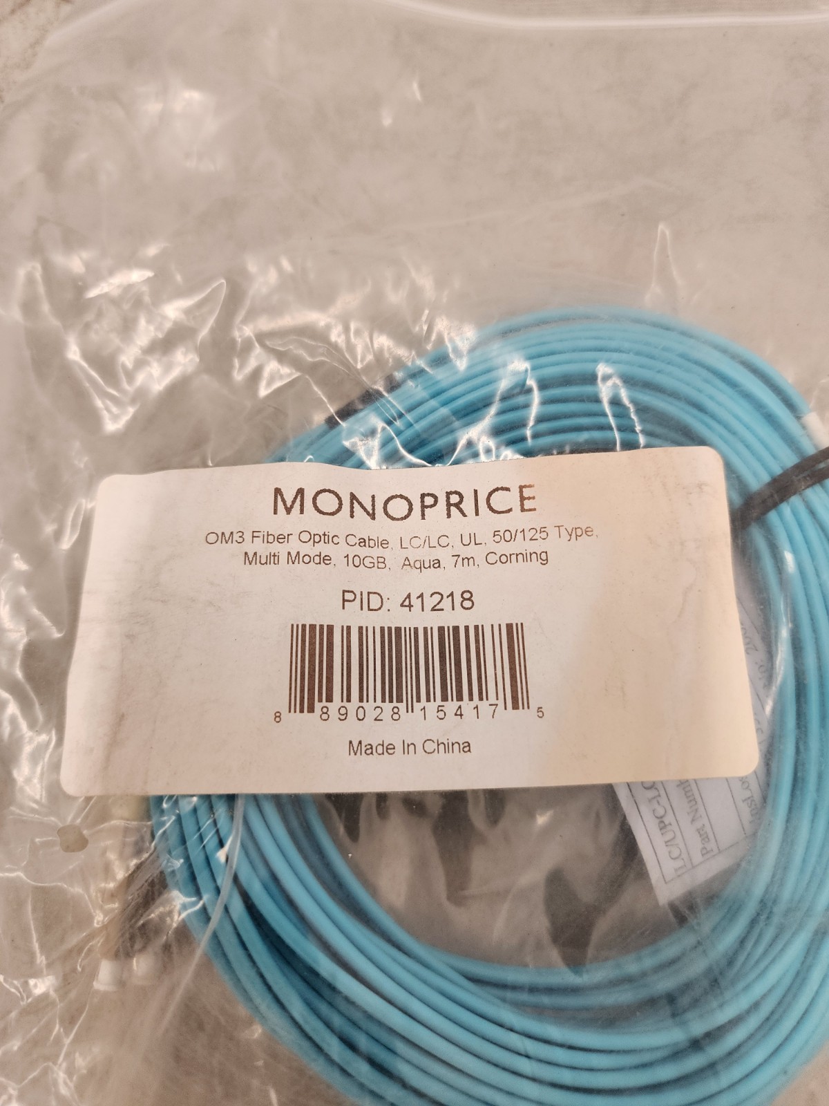 5)Monoprice Multi-Mode OM3 Fiber Optic Cable LC-LC UL 2mm 50/125 OFNR Duplex 7mm