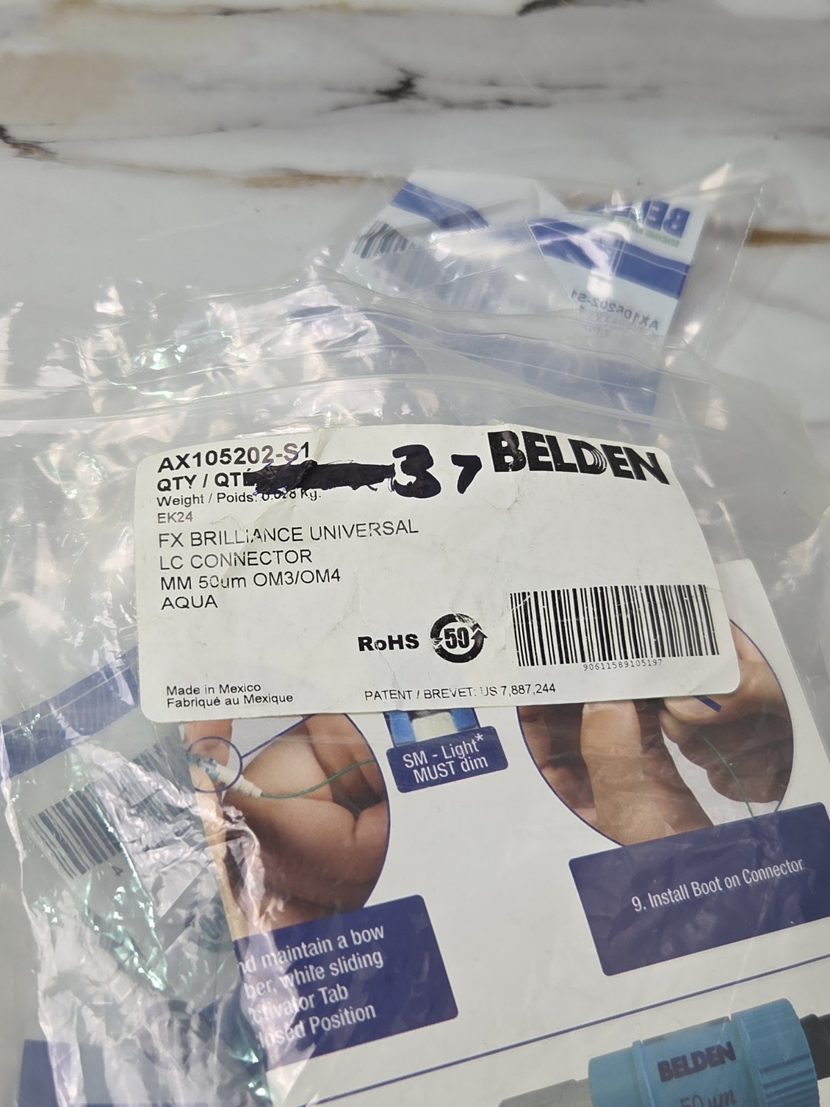 LOT OF 37 Belden AX105202-S1 FX Brilliance OM3/OM4 Multimode LC Connector Aqua –