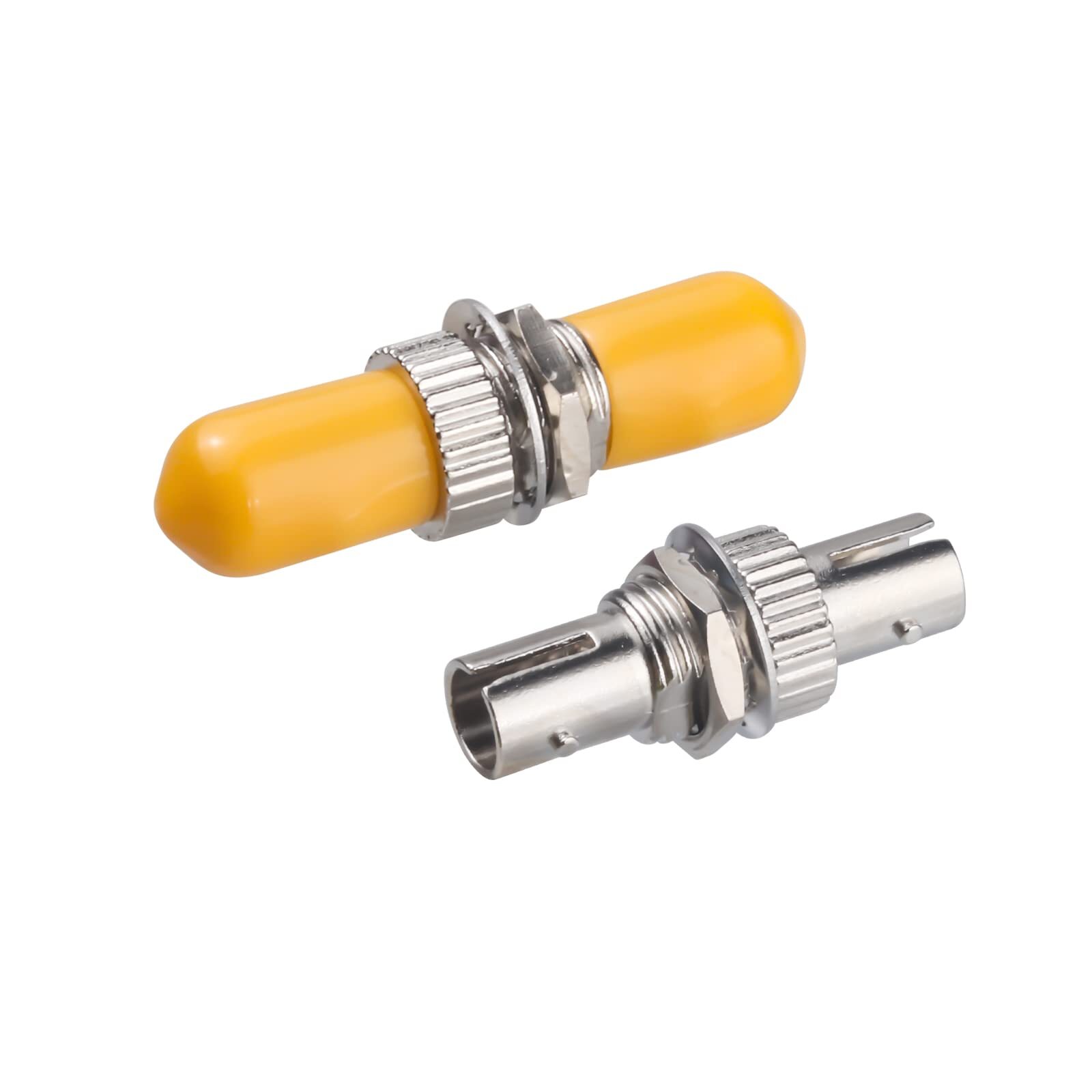 10 Pack ST Fiber Coupler Simplex Singlemode ST to ST Bulkhead Barrel Yellow
