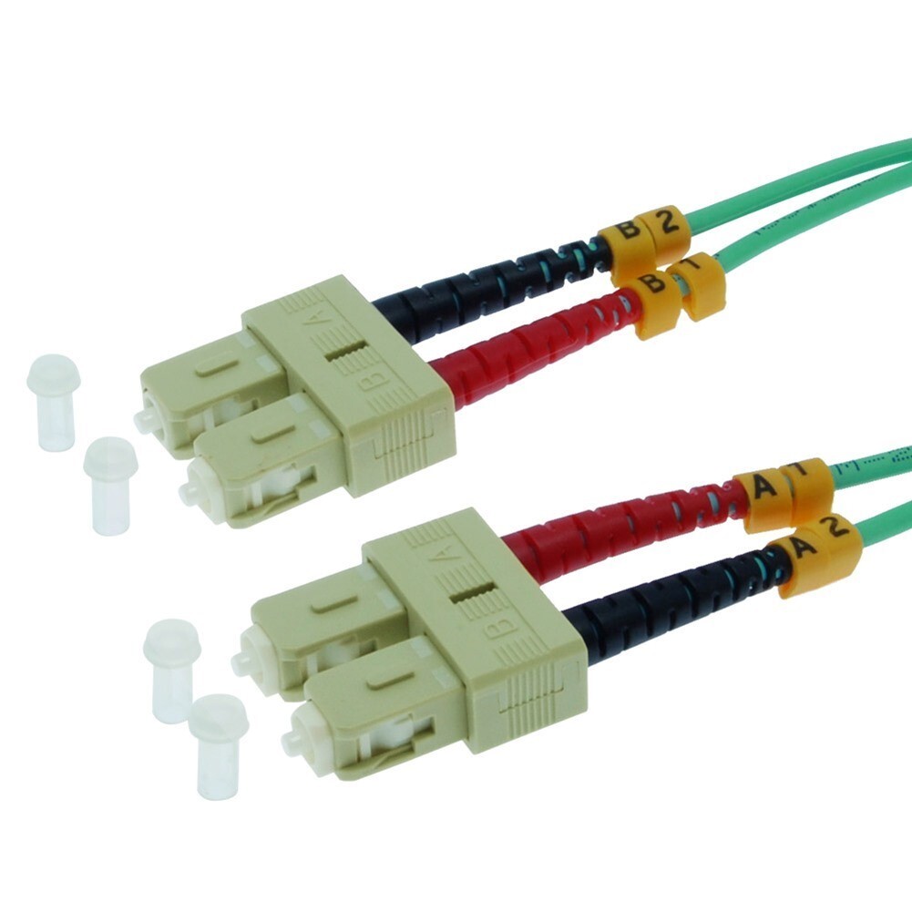 20M SC-SC 10Gb OM3 Fiber Optic Duplex Multimode 50/125 Optical Patch Cable Aqua