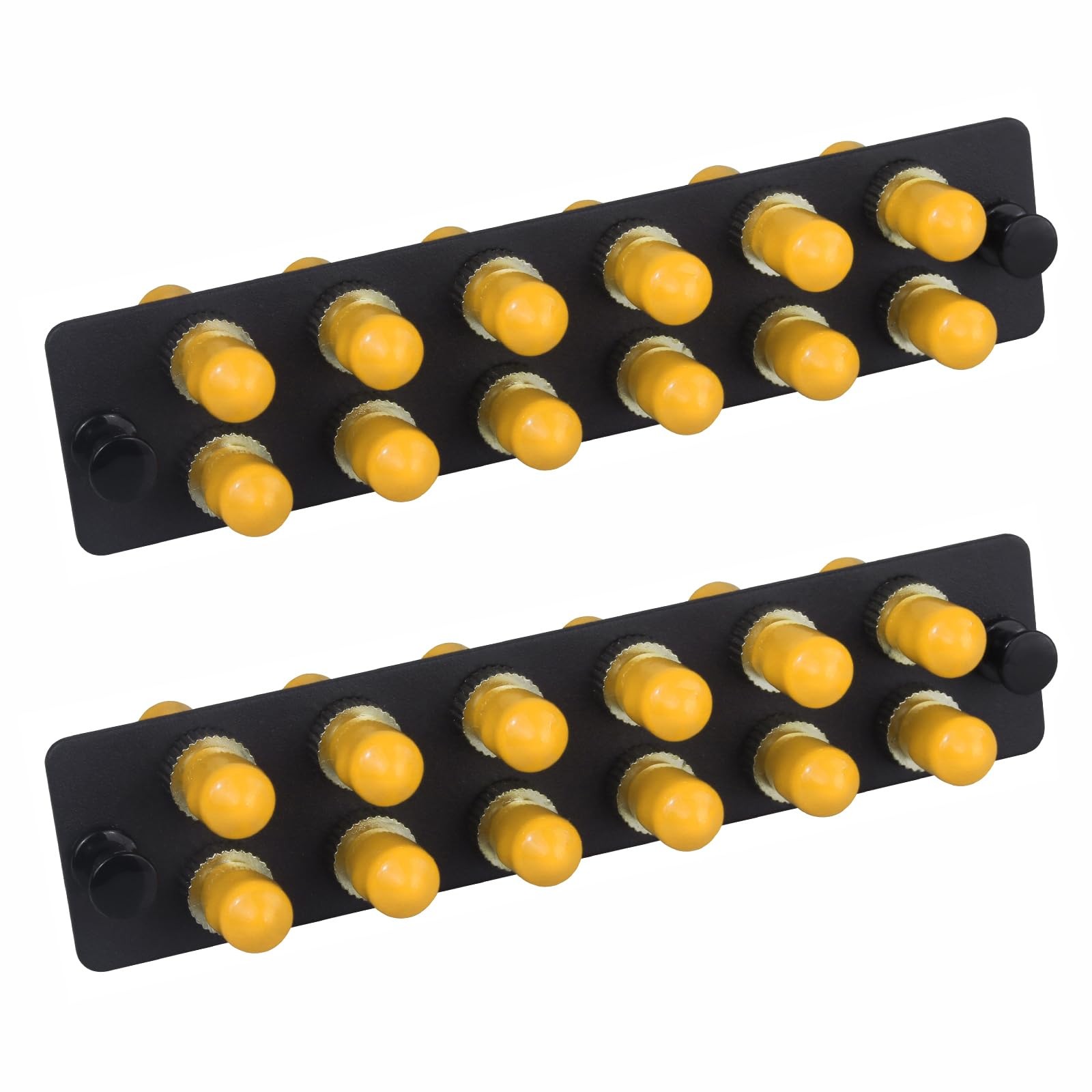2 PCS 12 Simplex ST Fiber Patch Panel Singlemode Yellow Adapters 12 Ports