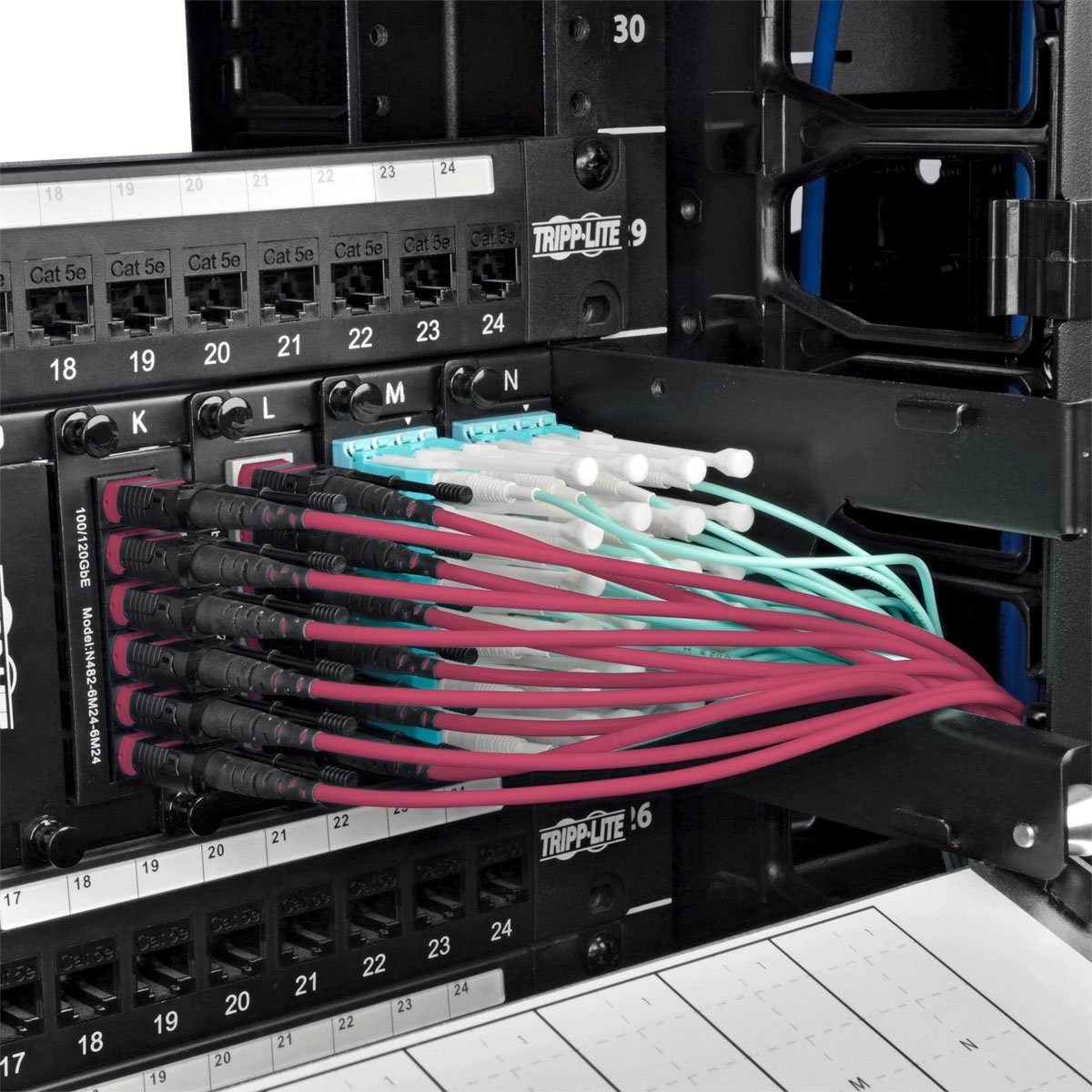 Tripp Lite 2M 12 Fiber 40/100 GbE OM4 Plenum-Rated MTP/MPO Multimode Patch Cable