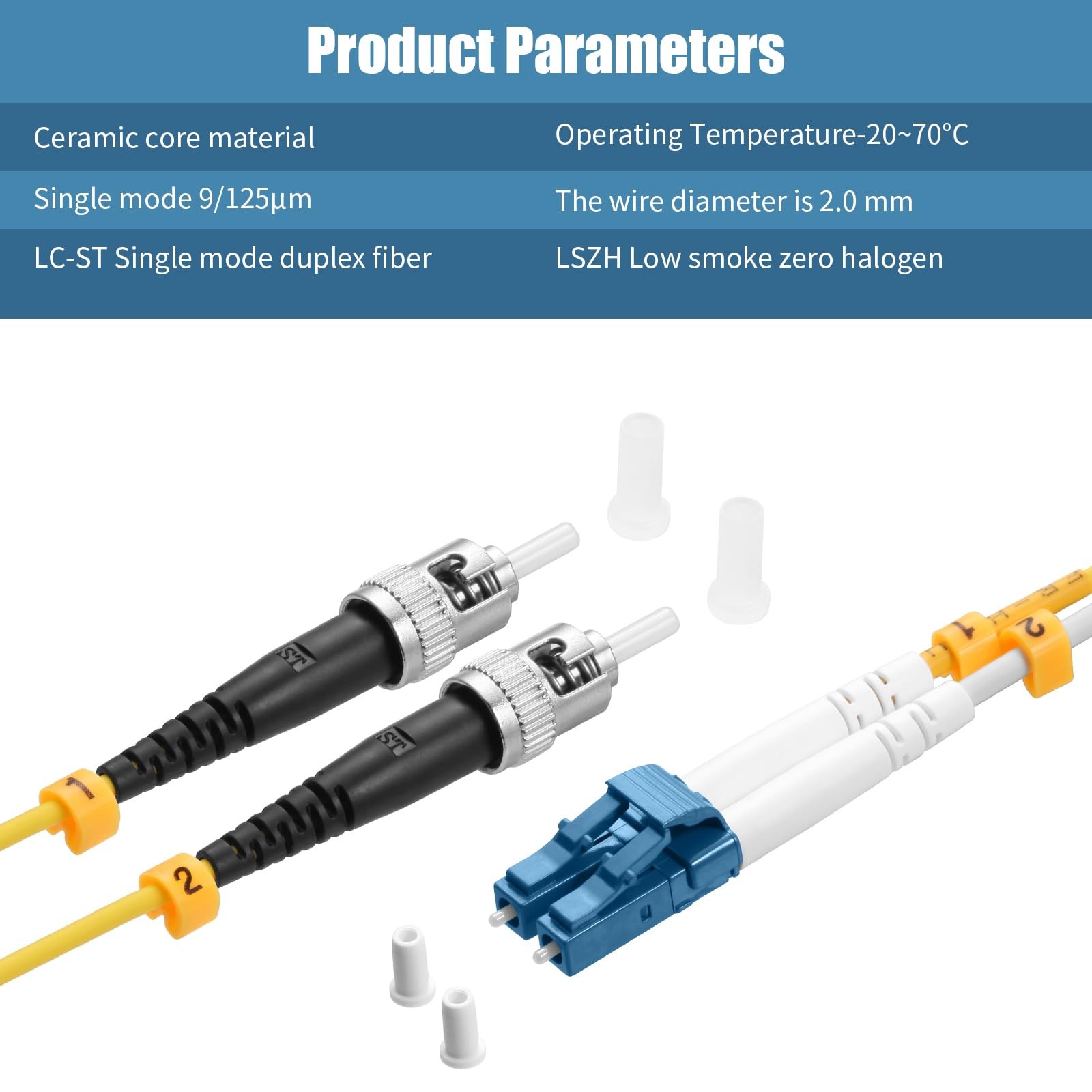-OS2 LC to ST Fiber Patch Cable,3M(10ft) Single-Mode Fiber, Duplex 9/125µm, O…