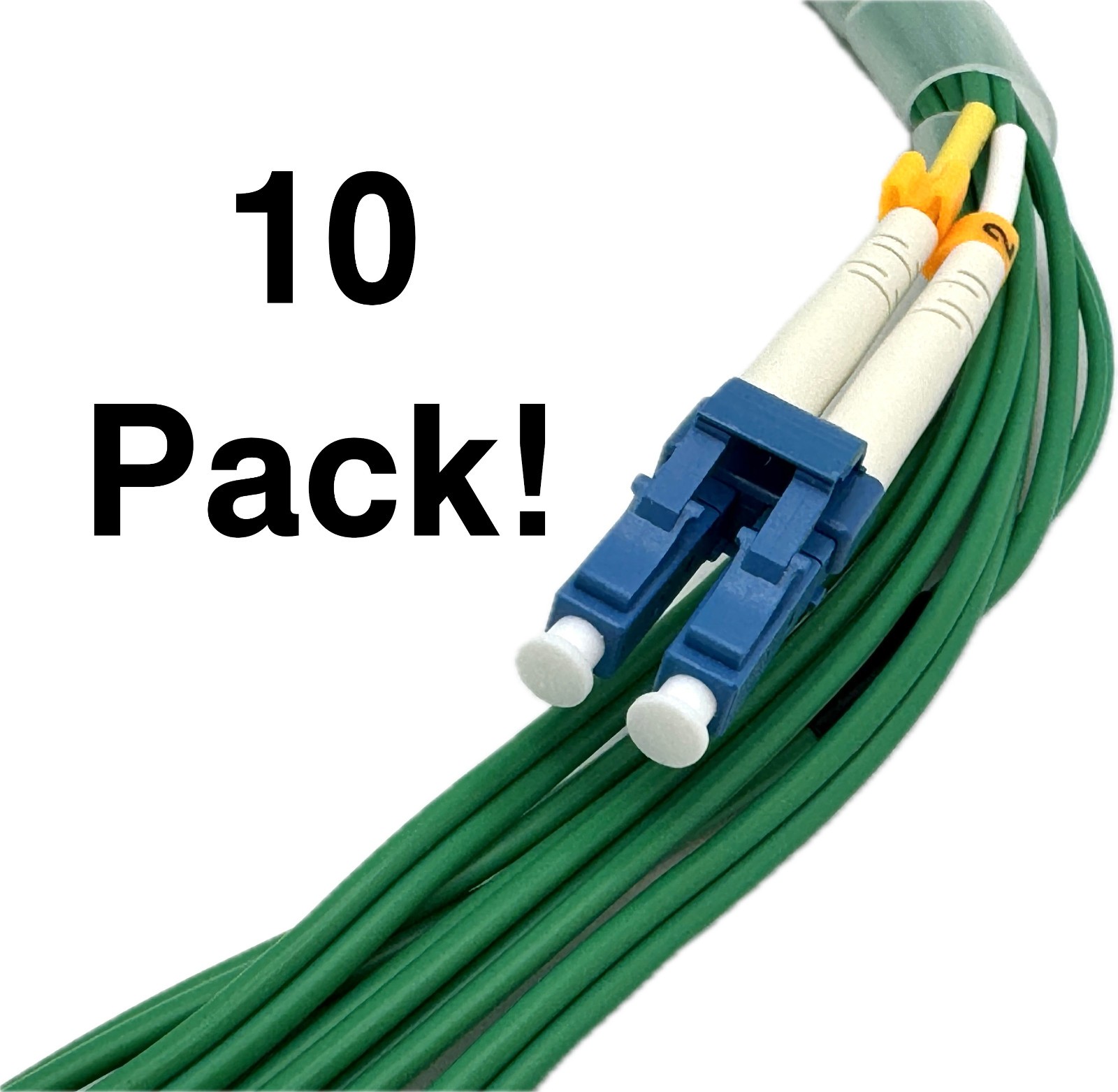 10 Pack! Single Mode Fiber Optic Patch Cable 9/125, LC to LC, 3 Meter, Green