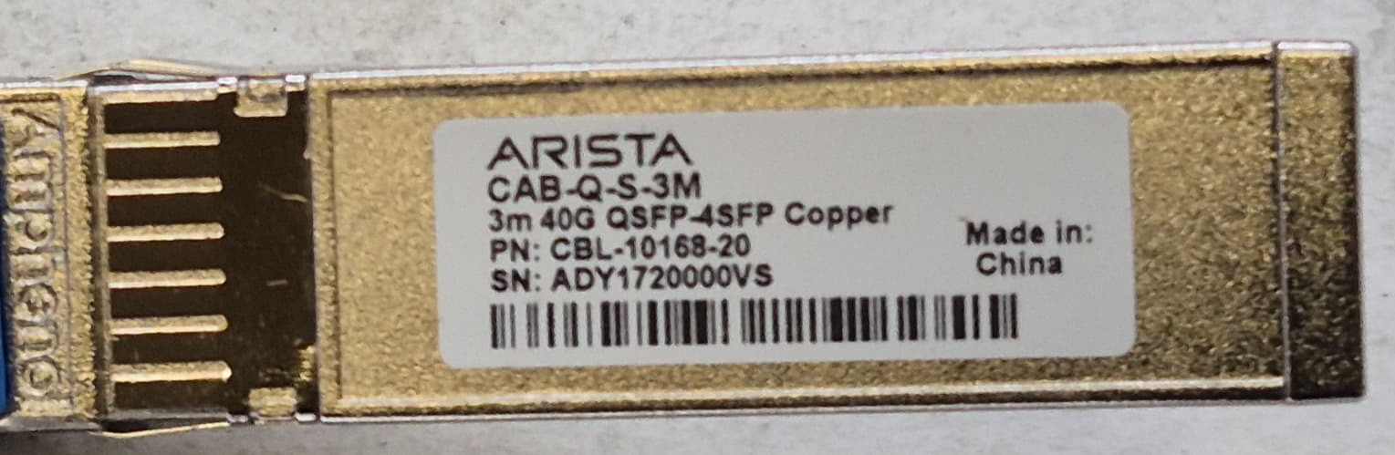 Arista Original Breakout Cable Arista 3M QSFP 40G to 4x SFP+ 10G CAB-Q-S-3M