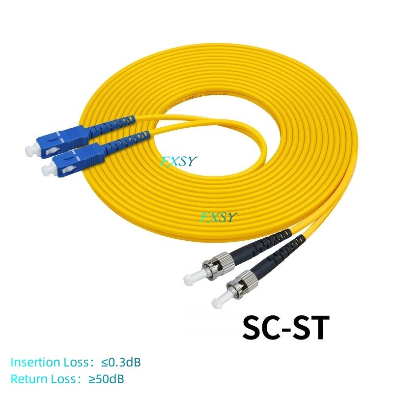 5Pcs 1m 2m 3m 5m 10m 15m SC/UPC to ST/UPC Duplex SM Fiber Optic Patch Cord LSZH