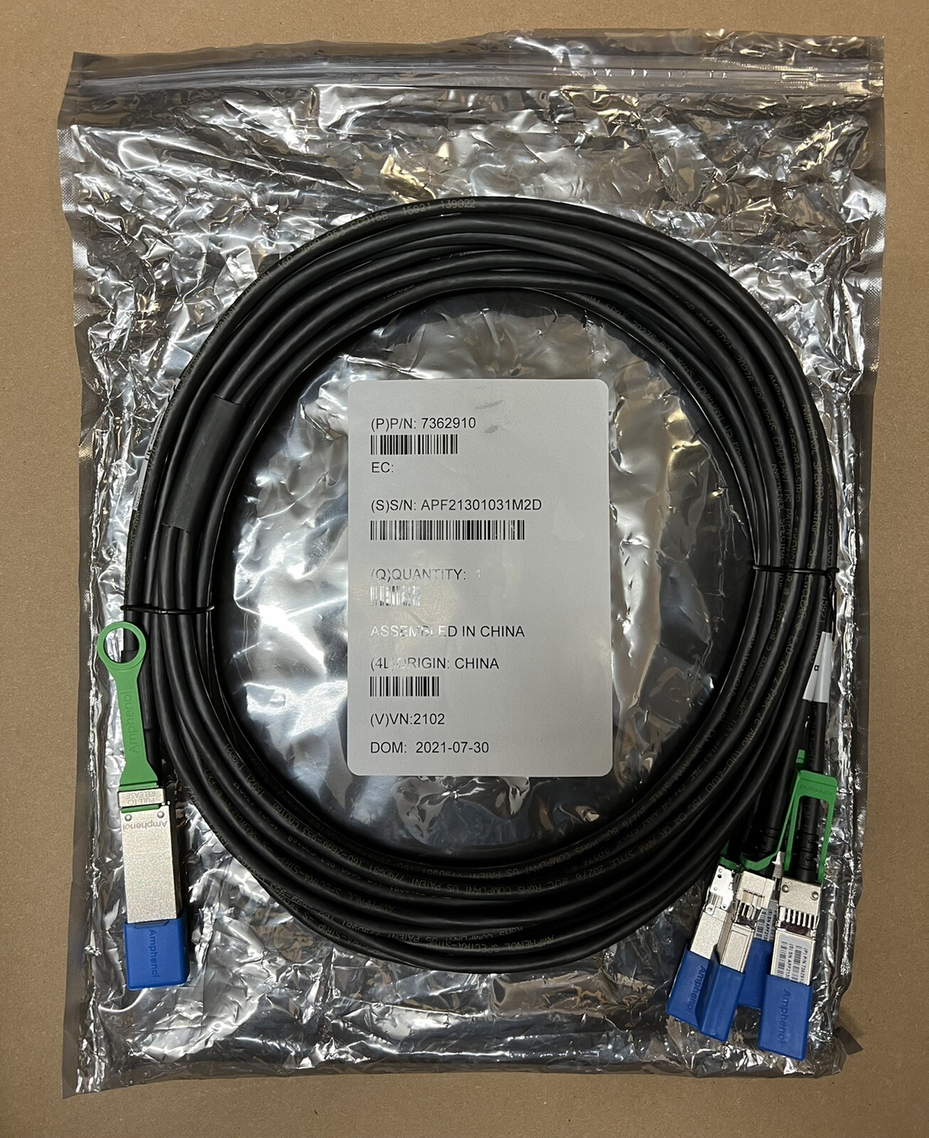 20′ Amphenol NDAQGJ Oracle QSFP To SFP Optical Transceiver Cable 7362910 ⭐NEW⭐