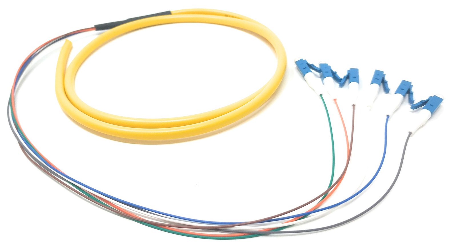 6 Strand Singlemode 9/125 LC/UPC Fiber Pigtail 1 Meter For Splice Cable