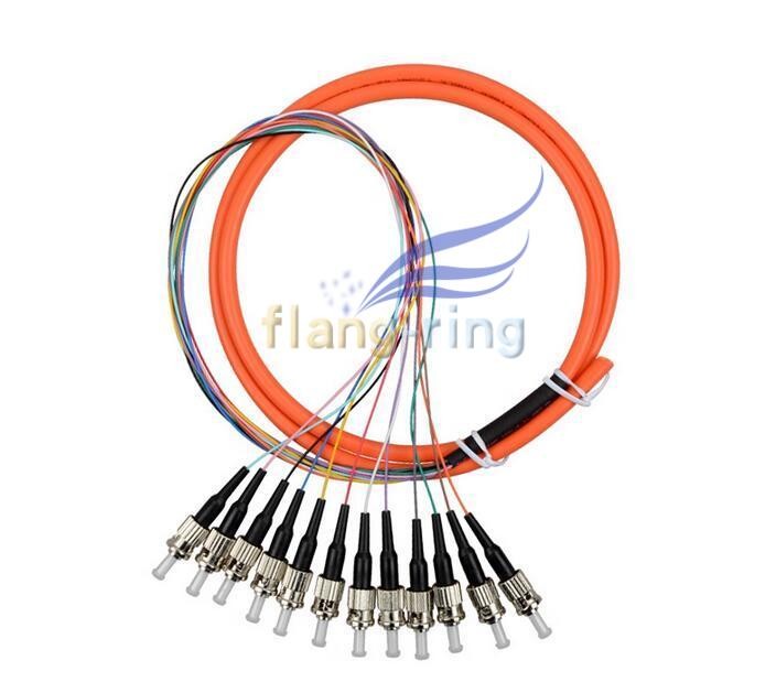 12 Fibers 1.5 Meter ST UPC OM1 62.5/125 Multi Mode Bundles Optical Fiber Pigtail