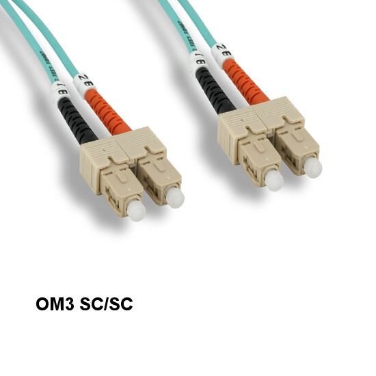 KNTK 5 Meter Fiber Optic Cable SC/SC OM3 50/125 Multi-Mode Duplex UPC Aqua