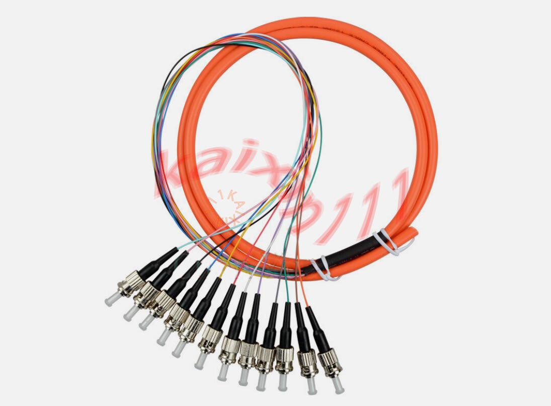12 Fibers 1.5 Meter ST UPC OM1 62.5/125 Multi Mode Bundles Optical Fiber Pigtail