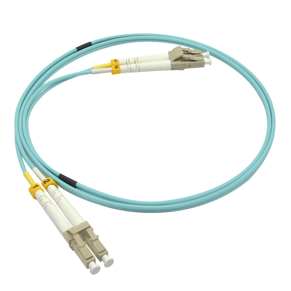 1-30M LC-LC Duplex 50/125 OM4 Multimode OFNR 2.0mm Aqua Fiber Optic Patch Cable.