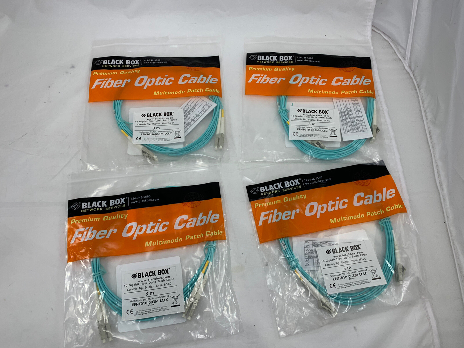 BlackBox Network Services EFNT010-003M-LCLC 3m Fiber Mm Lc/lc 10gb Cable Lot 4