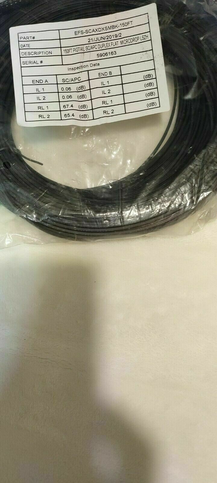 Fiber Optic Cable/ 15 FT./ Pigtail/ SC/APC Duplex Flat/ Microdrop LSZH