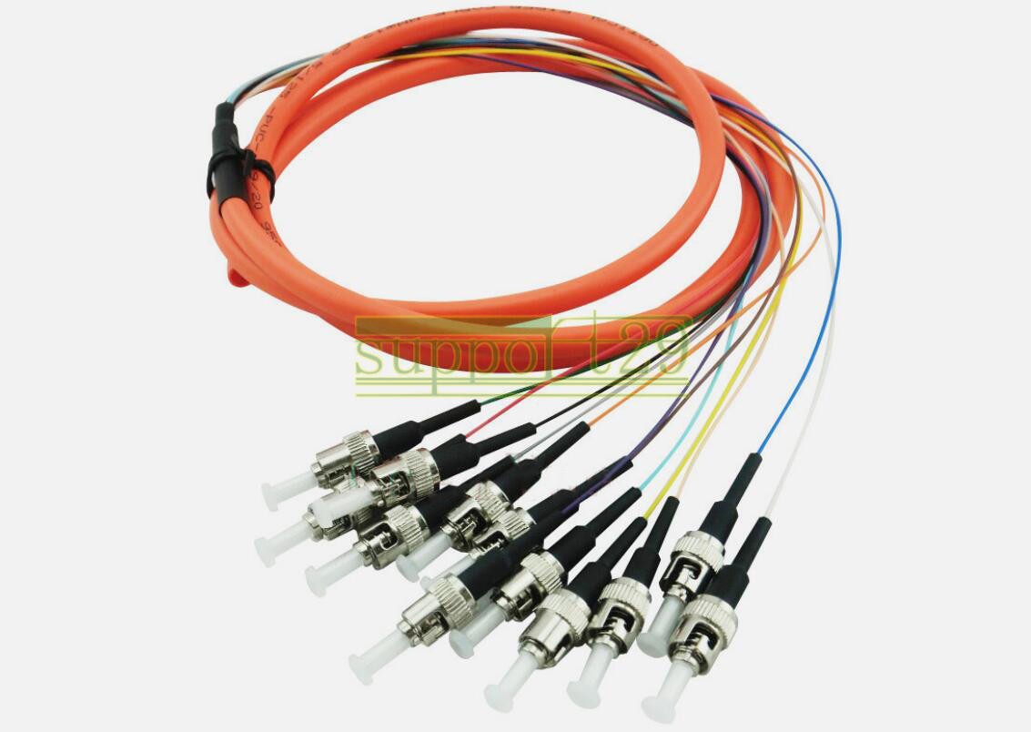 1.5 Meter 12 Fibers ST UPC OM1 62.5/125 Multi Mode Bundles Optical Fiber Pigtail