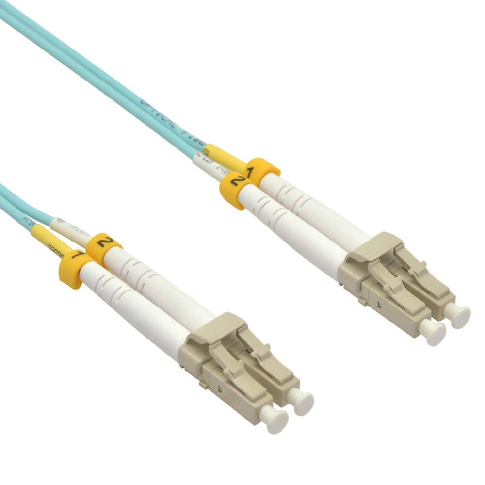 1-30M LC-LC Duplex 50/125 OM4 Multimode OFNR 2.0mm Aqua Fiber Optic Patch Cable.