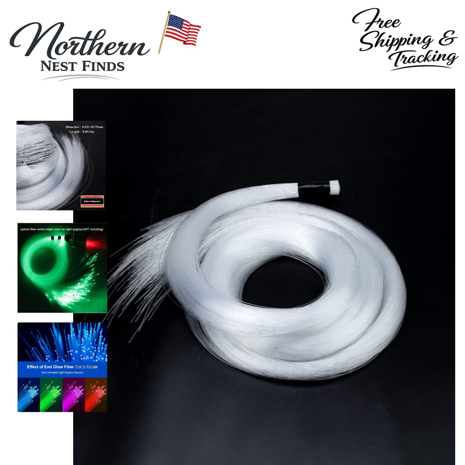 Weatherproof PMMA Fiber Optic Strands – 9.8ft Decorative Lighting Kit (450pcs)
