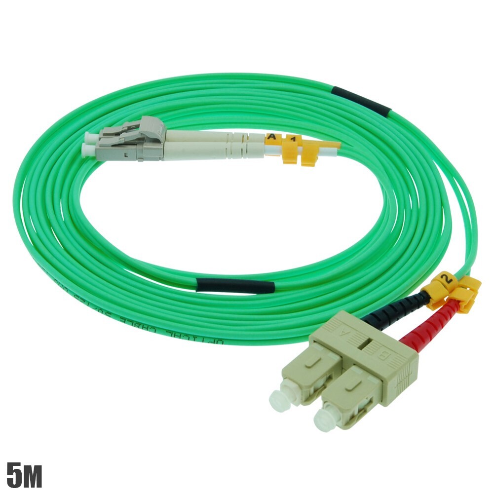 5M 16FT LC to SC 10Gbps OM3 Duplex 50/125 Multi Mode Fiber Optic Optical Cable