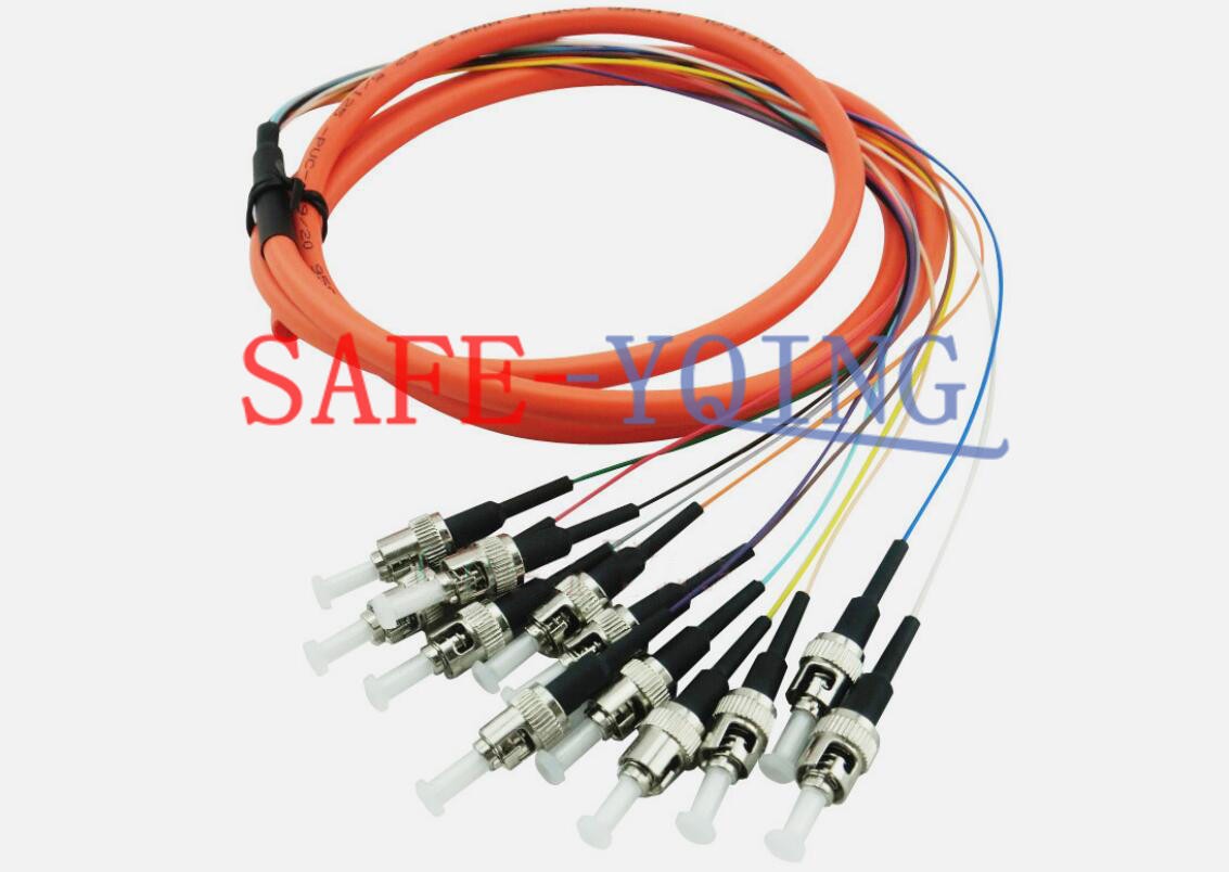 12 Fibers 1.5 Meter ST UPC OM1 62.5/125 Multi Mode Bundles Optical Fiber Pigtail
