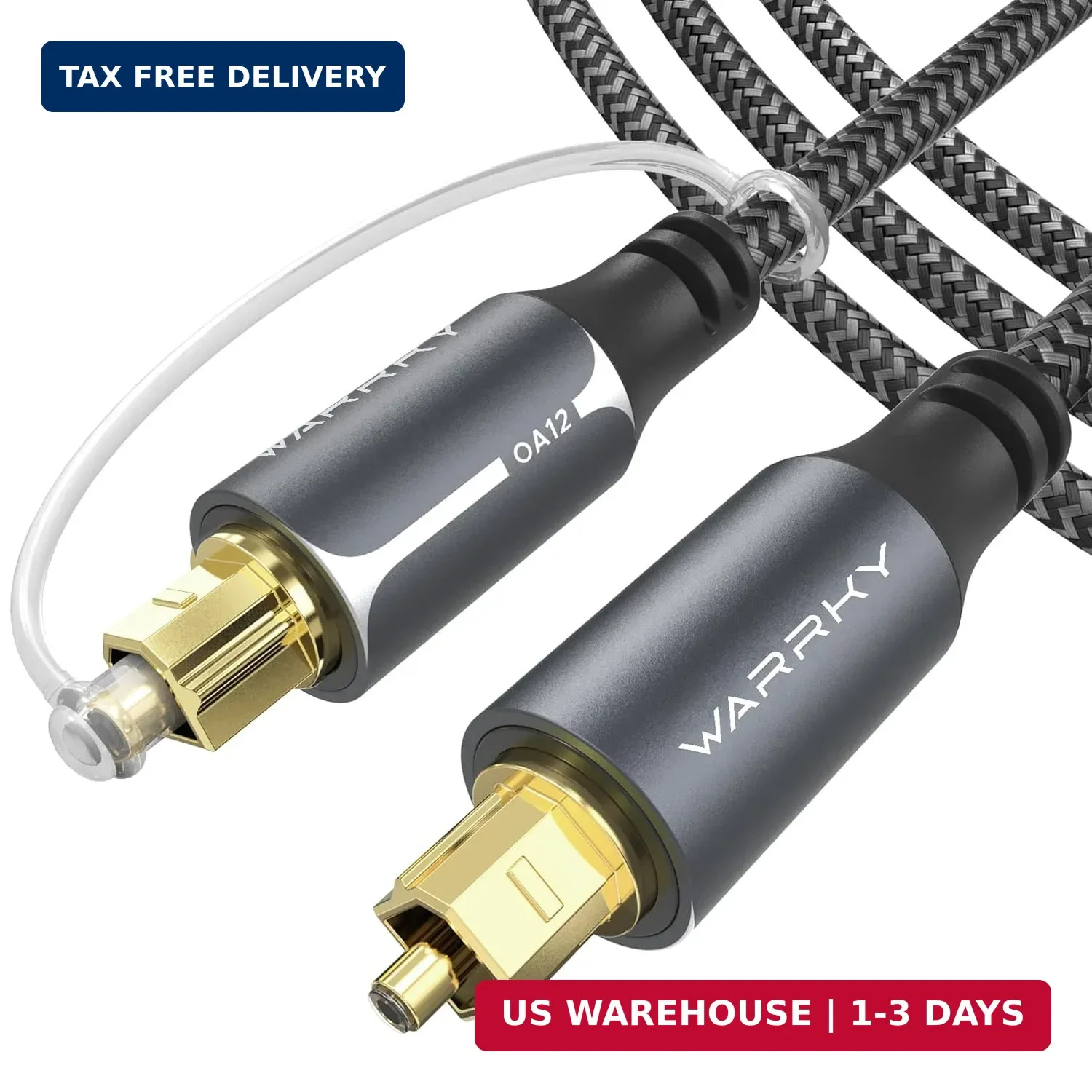 Warrky Optical Audio Cable, 10ft / 3m Optical Cable for Soundbar [Nylon Braided,