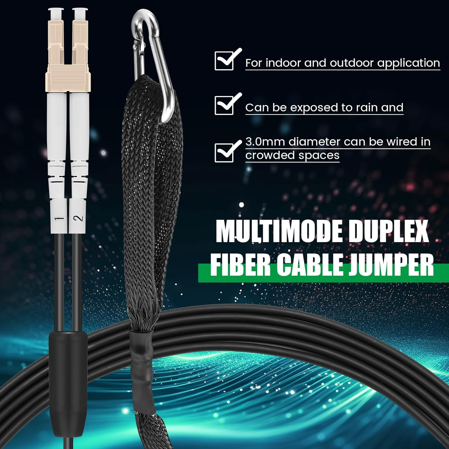 500Ft (150 Meters) OM3 Fiber LC to LC Multimode Outdoor Armored Fiber Optic Cabl