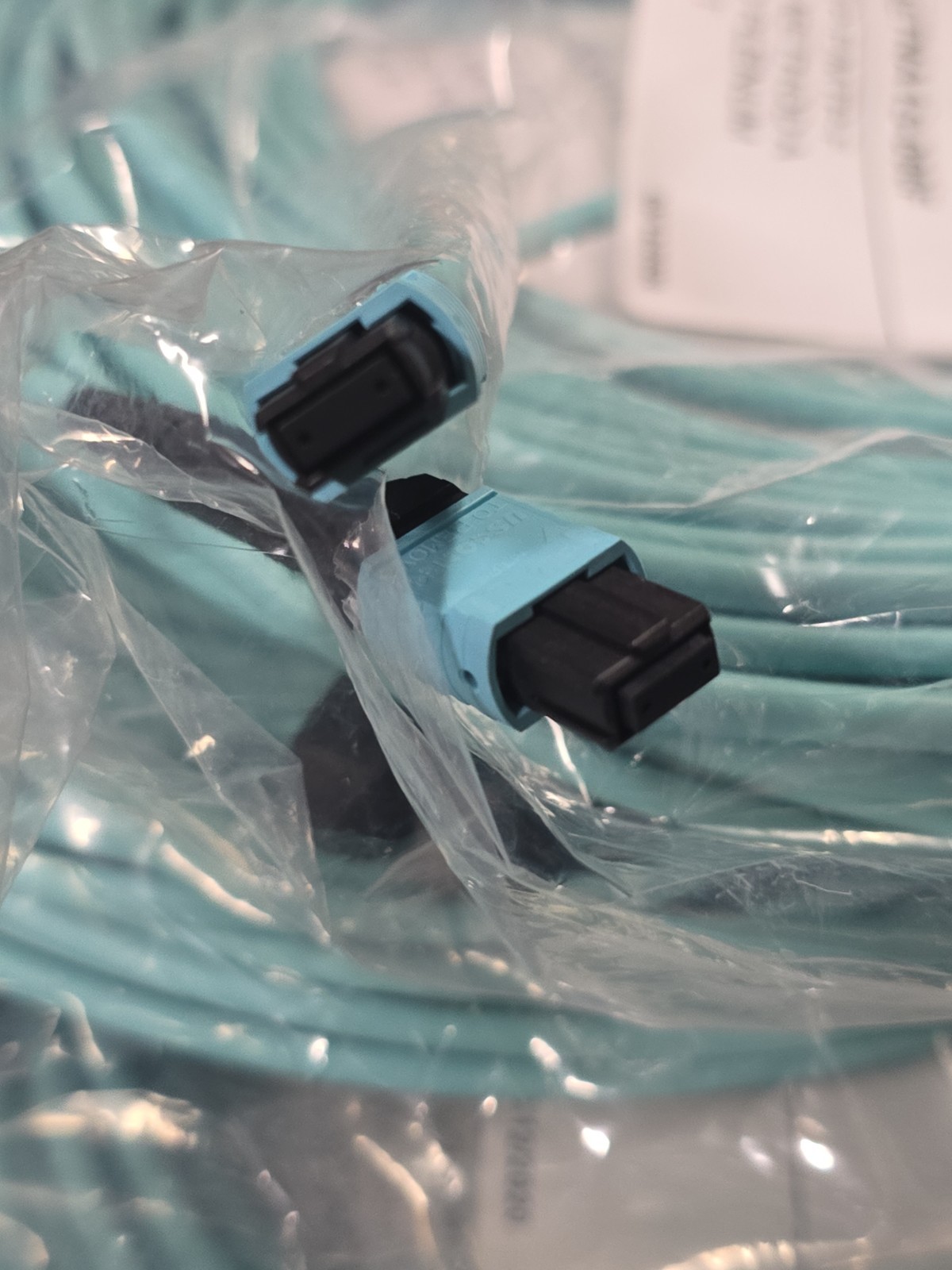 OM4 MTP/MPO 24 Fiber Trunk Cable 90ft Aqua OFNP Plenum Method A 24 Strand