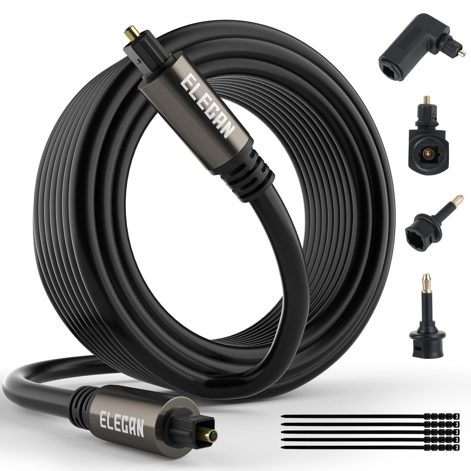 Optical Audio Cable 30 Ft Digital Audio Toslink Cable Cord-Fiber Optic-Gold P…