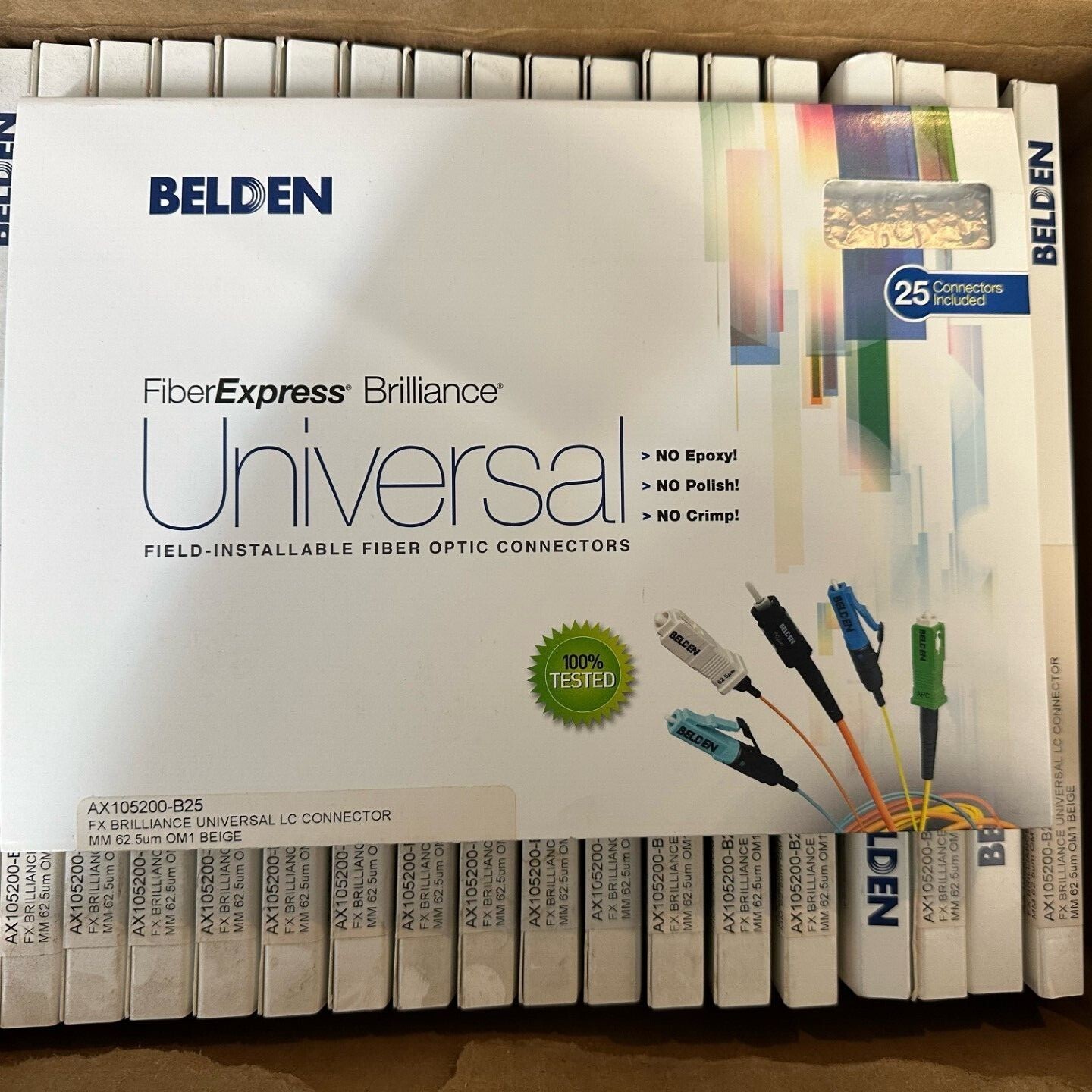 BELDEN AX105200-B25 LC Connector, Multimode OM1 62.5 (Pack of 25)