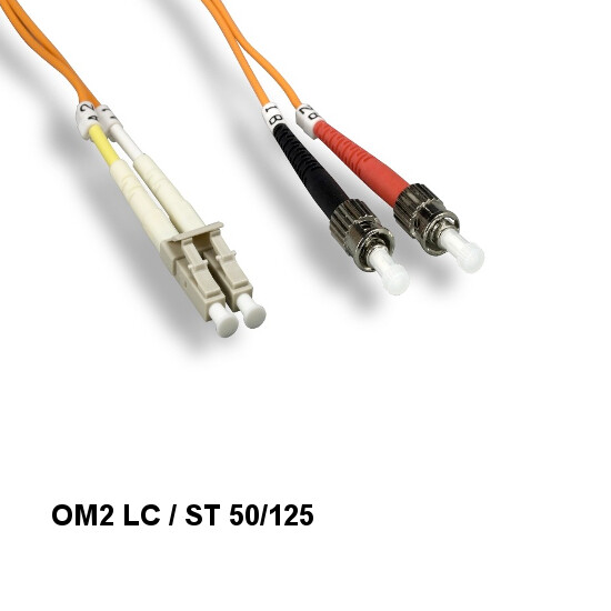 [10X] Kentek 1m OM2 LC to ST Multi-Mode Fiber Optic Cable 50/125 Duplex ATM