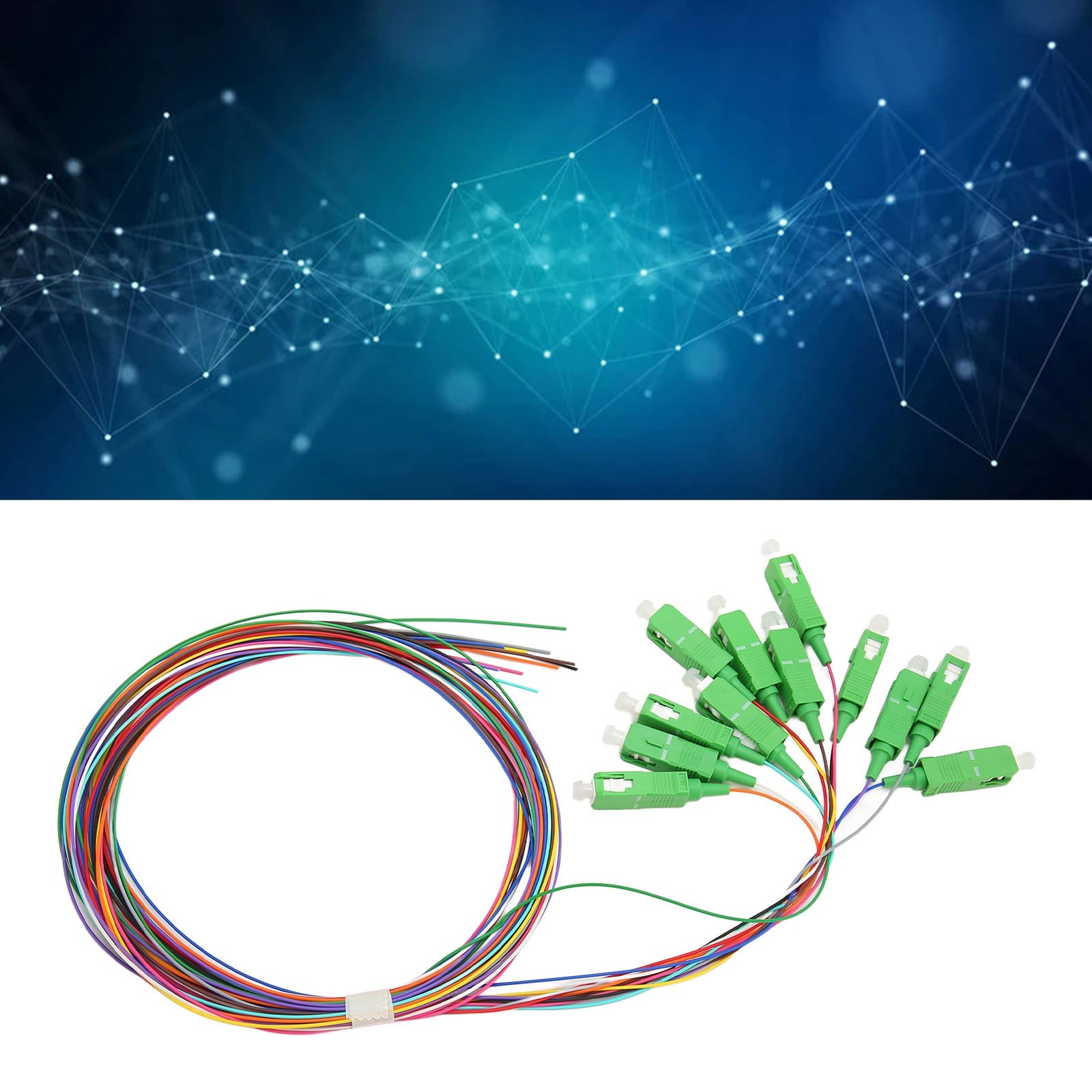 1.5 Meter Fiber Optic Pigtail 12 Strands SC 12 Color Single Mode Fiber Optic