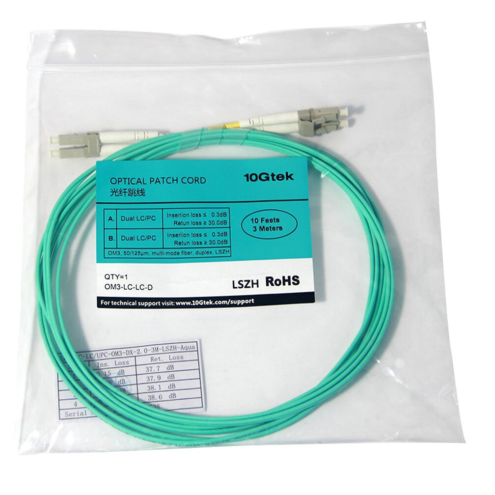 10G OM3 LC to LC Fiber Patch Cord 50/125 Multi-Mode Duplex LC Cable 50 meter
