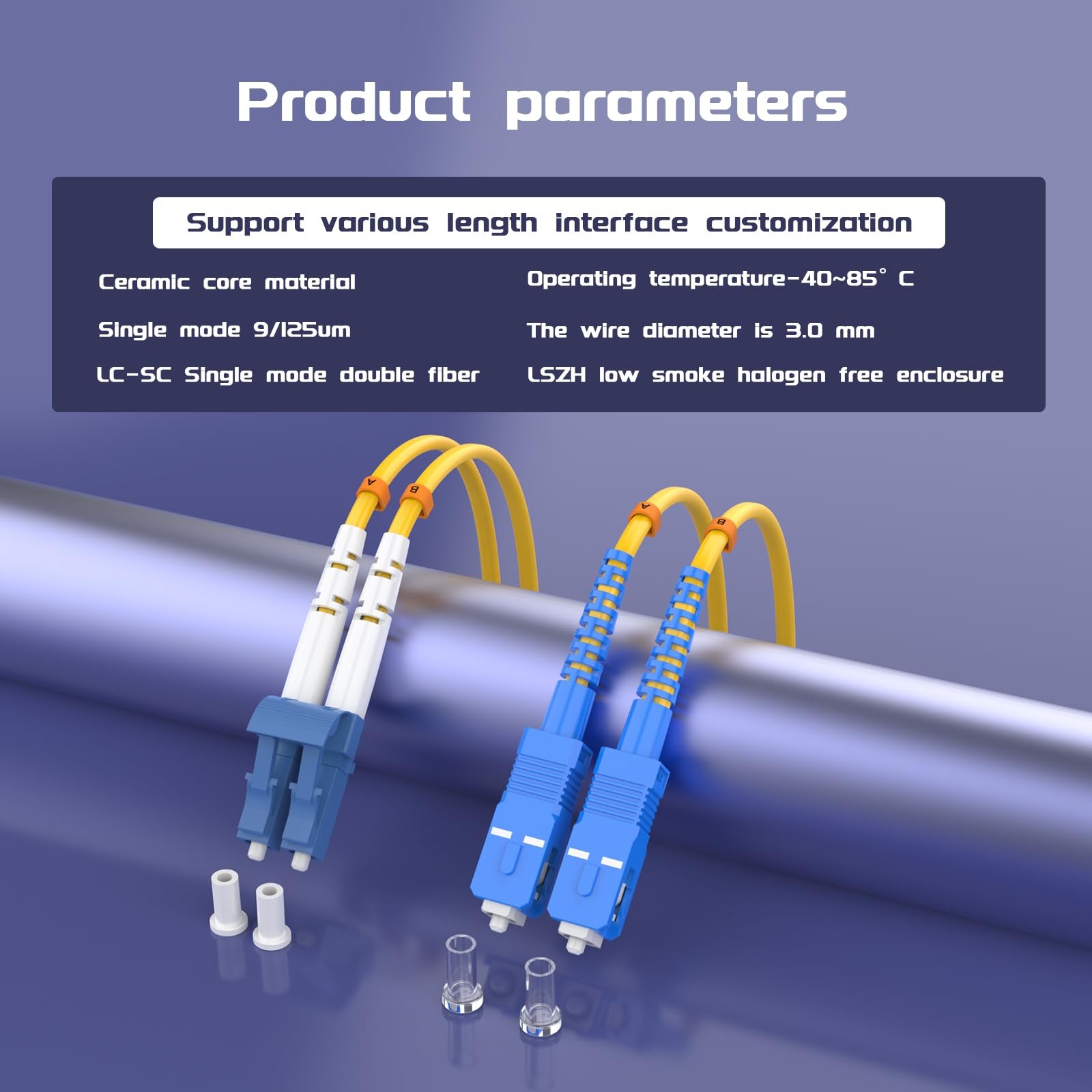6 Meters 20 FT Yellow LC/UPCSC/UPC SingleMode Fiber Cable OS2 9/125um