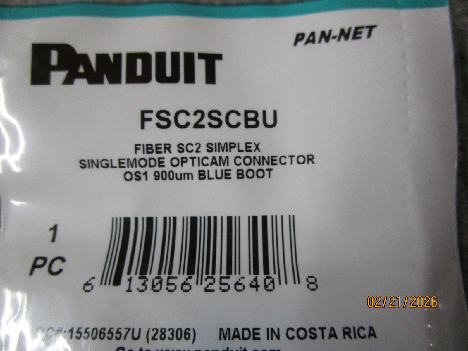 (12) Panduit FSC2SCBU Single Mode Opticam Fiber Optic Connector