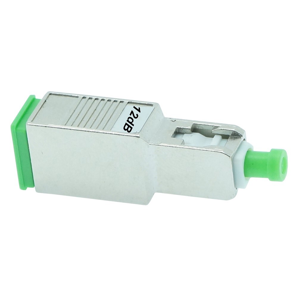 12dB SC APC Connector Fiber Optic Optical Attenuator Single Mode Metal Green