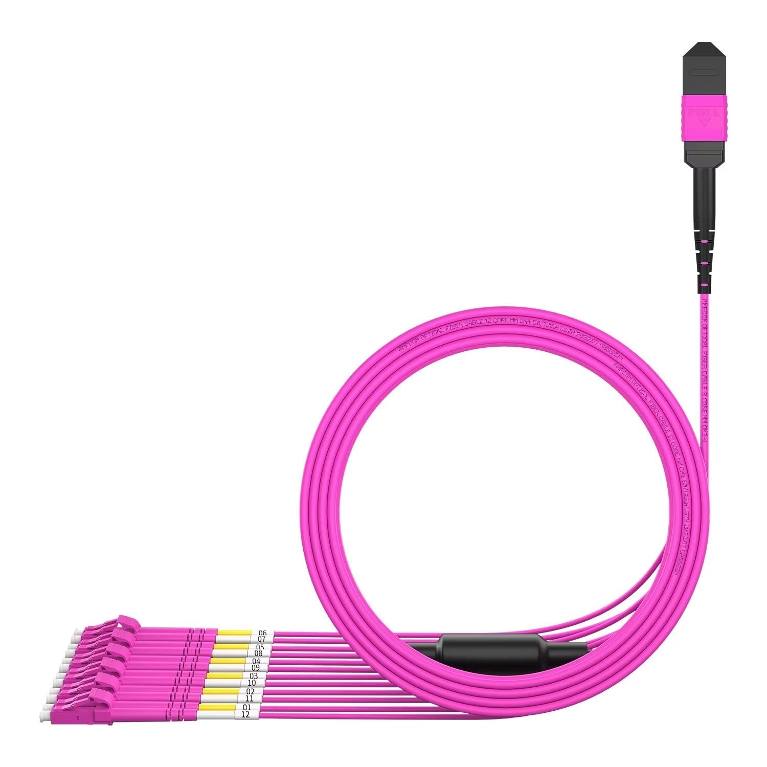 2M/6 Ft MPO To LC Breakout Cable 50/125m Multimode OM4 12 Fiber Type B