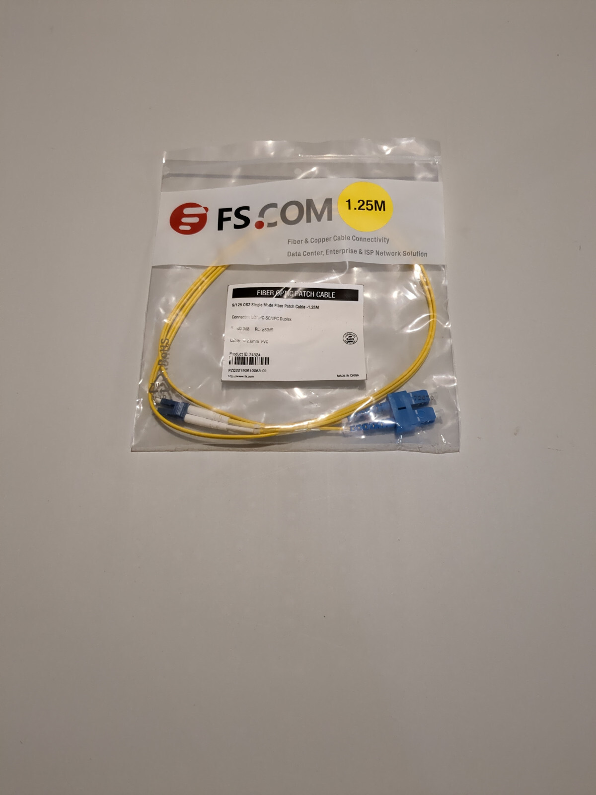 OS2 LC-SC 1.25 – 48 meter Duplex Fiber Patch Cable 9/125 Singlemode