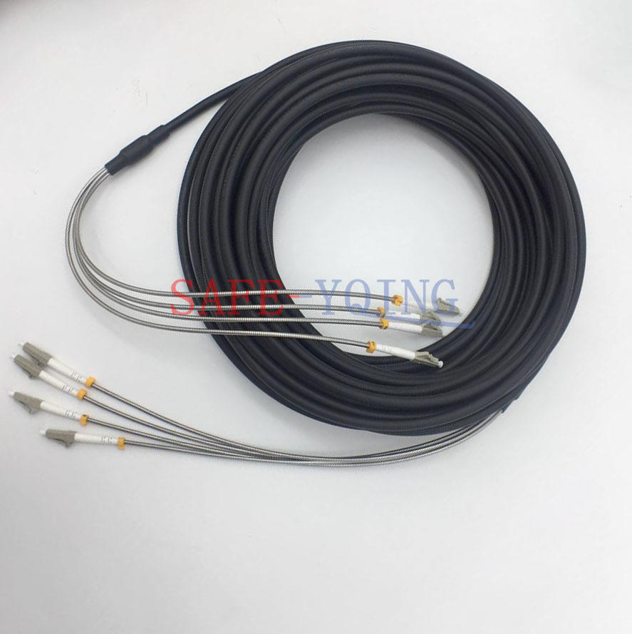 Outdoor Field Fiber Patch Cord LC to LC MM Multi-Mode 4 Strand Fiber Cable 40M
