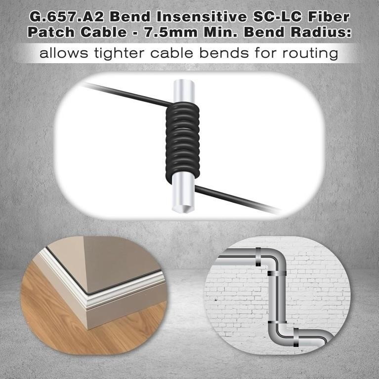 OD-5.0mm Outdoor 165ft (50m) Armored OS2 LC to SC Single Mode Fiber Cable NEW