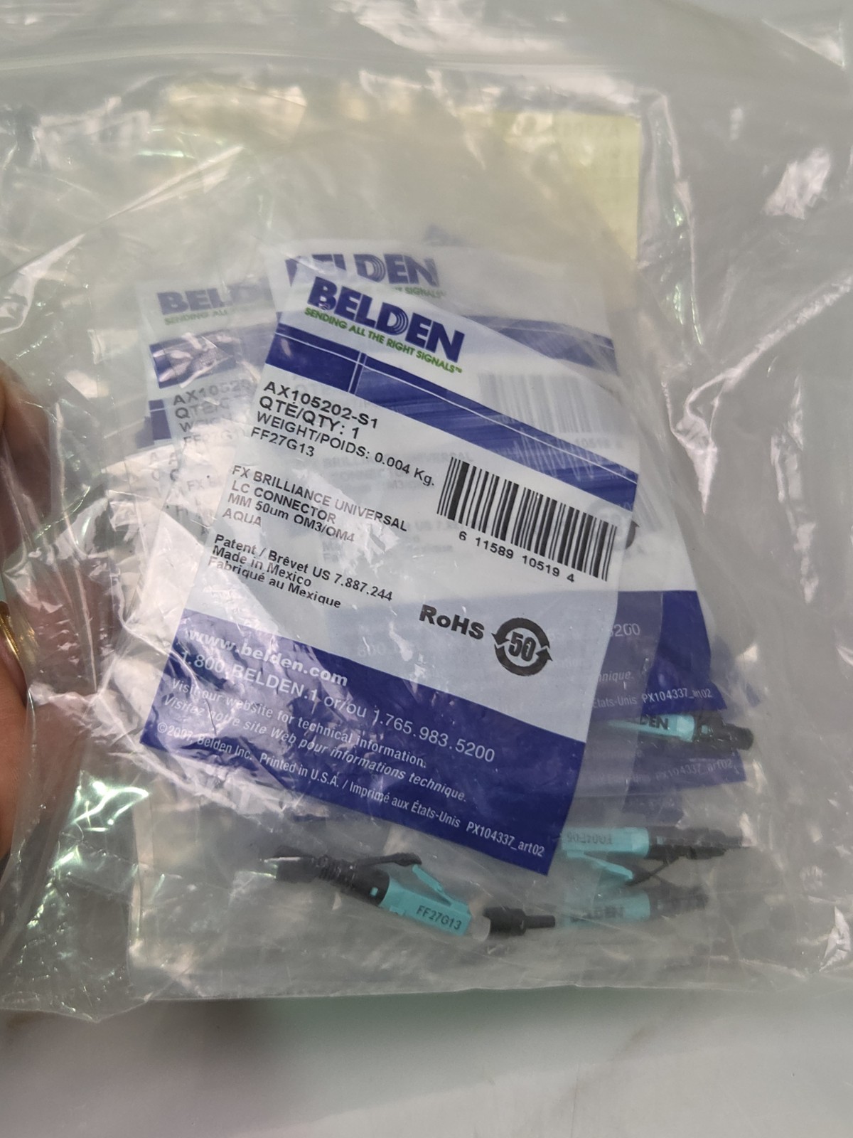 LOT OF 37 Belden AX105202-S1 FX Brilliance OM3/OM4 Multimode LC Connector Aqua –