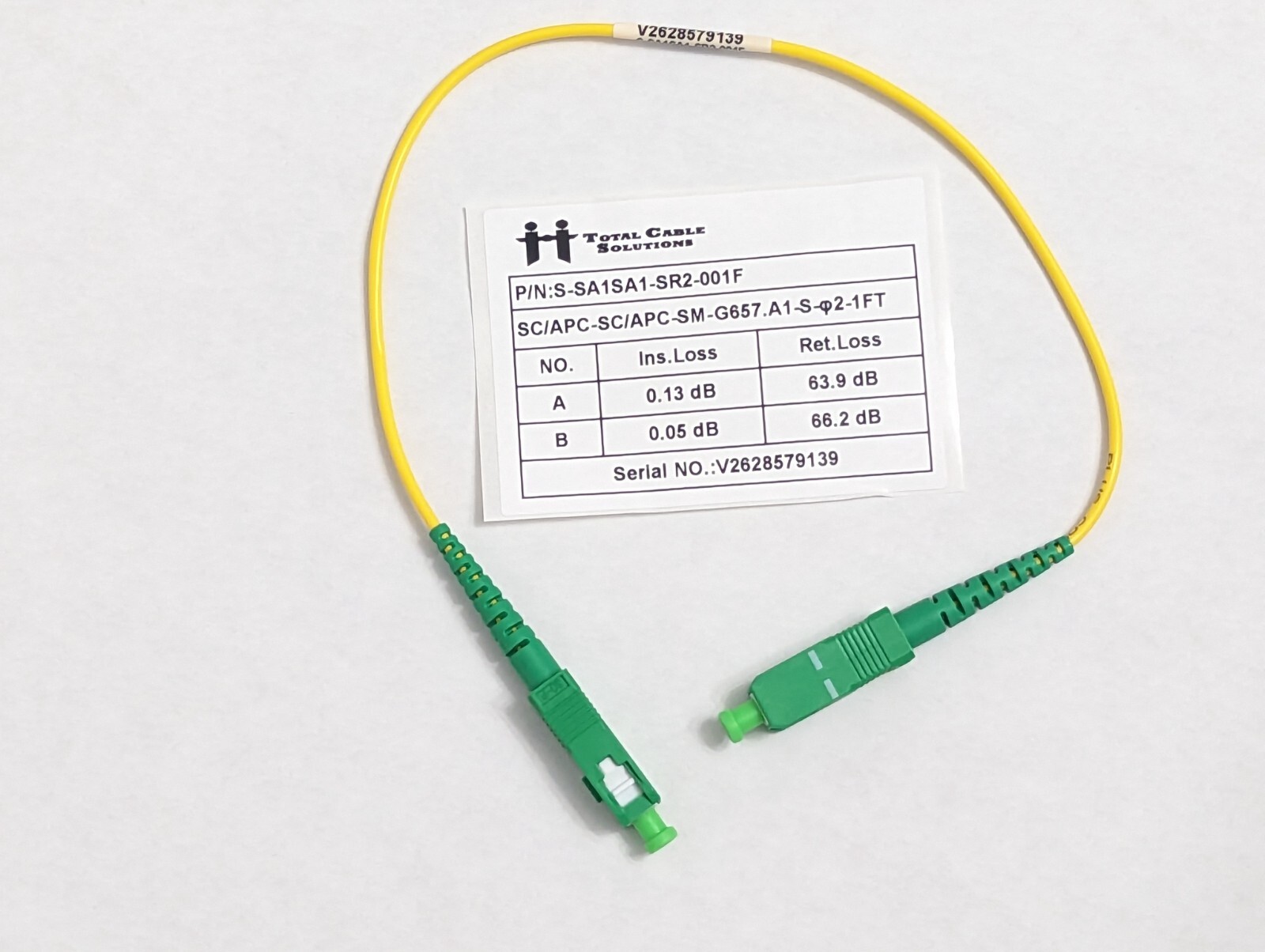 10 pk of 1ft SC/APC to SC/APC Simplex 9/125 Singlemode Fiber Patch Cable Yellow