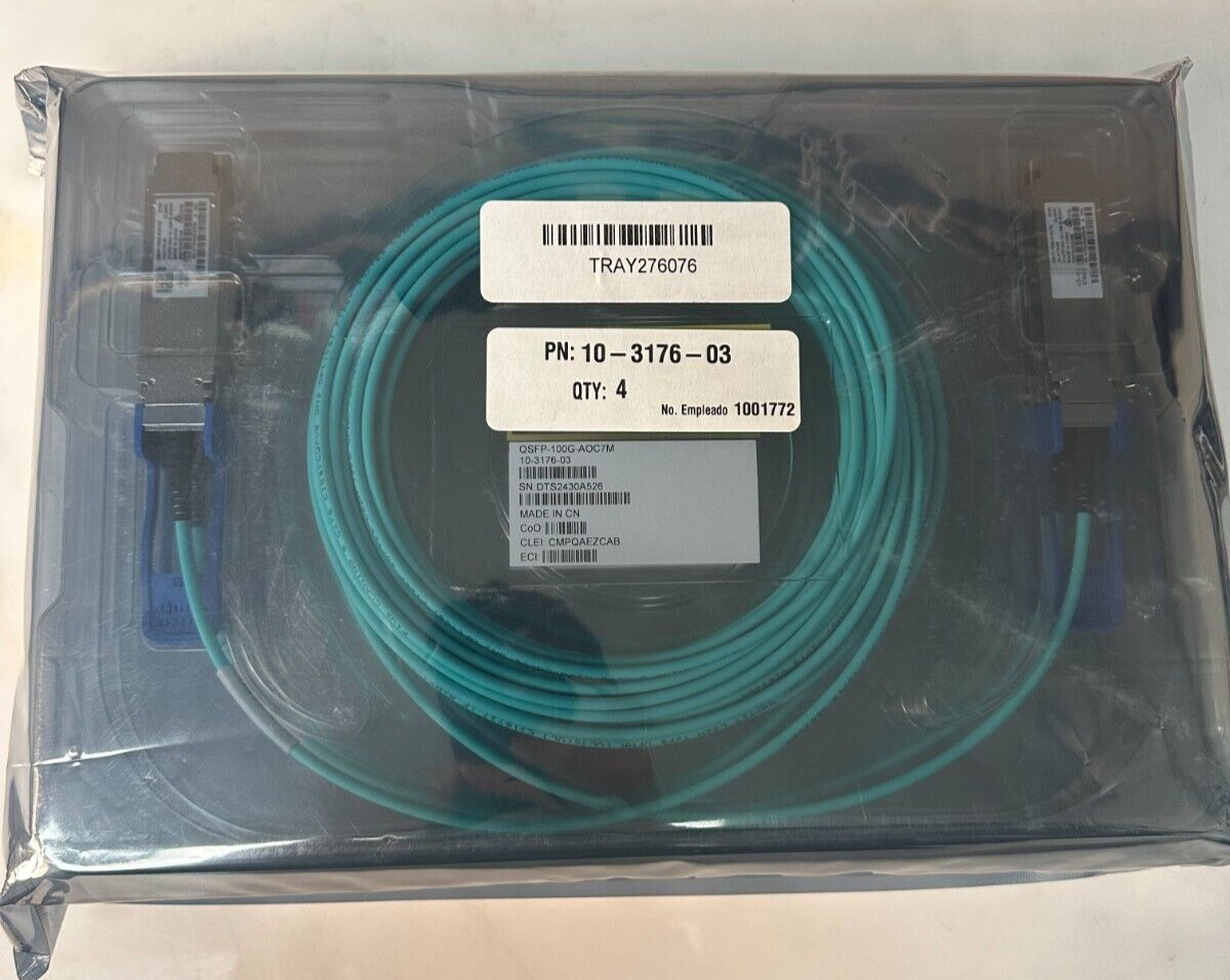 4x NEW Cisco QSFP-100G-AOC7M 100GB Active Optical Cable 7m 10-3176-03 Genuine