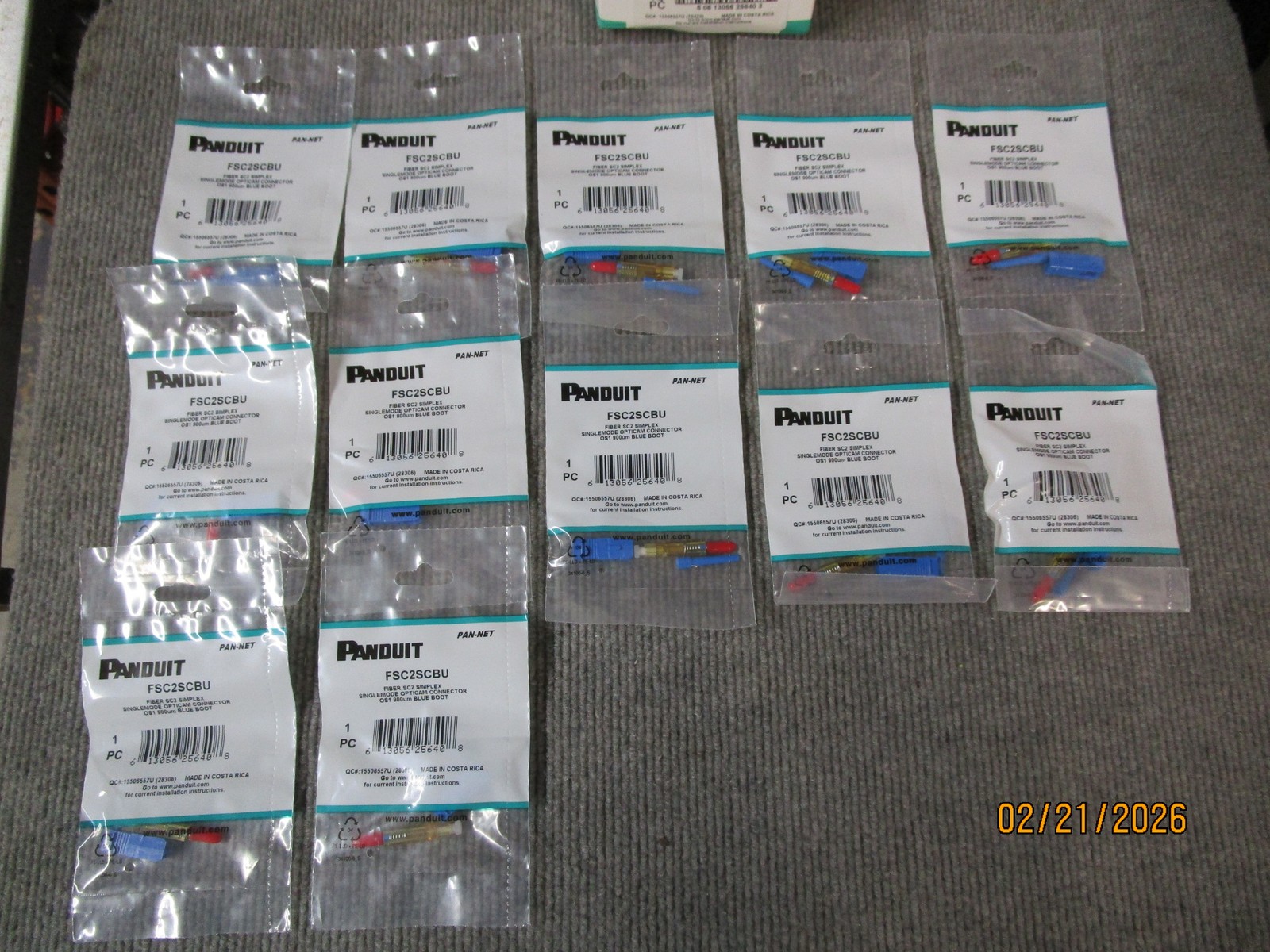 (12) Panduit FSC2SCBU Single Mode Opticam Fiber Optic Connector