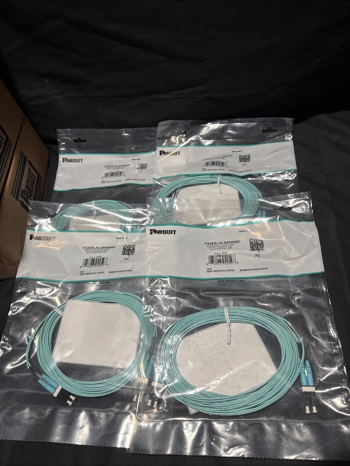 Panduit FX2ERLNLNSNM007 OM3 LC-LC Duplex Fiber Patch Cord 7M Aqua | Lot of 4