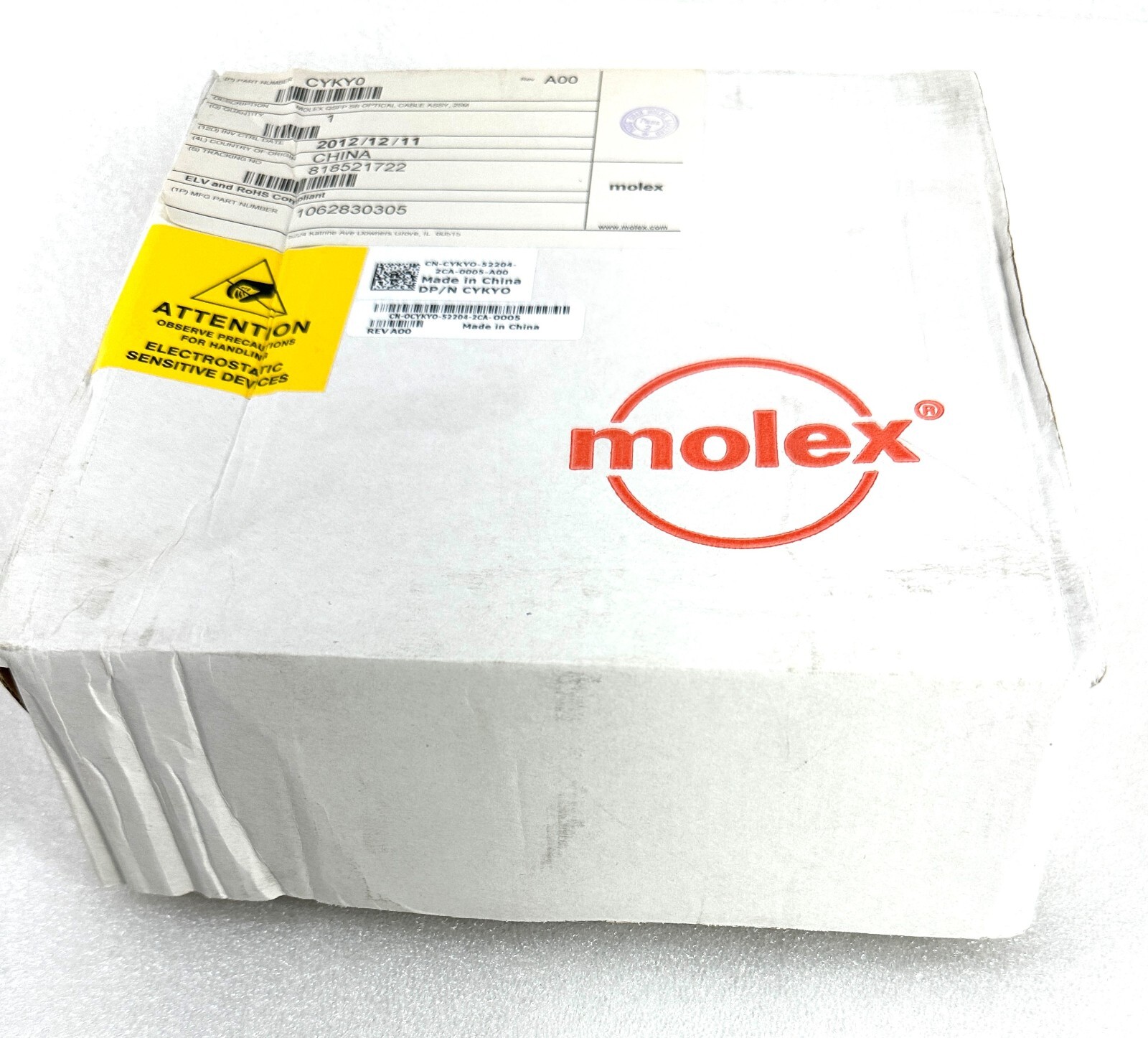 New Molex QFSP SB Optical Cable Assembly / MTP-MTP OM3 / 25M / 1062830305/ CYKY0