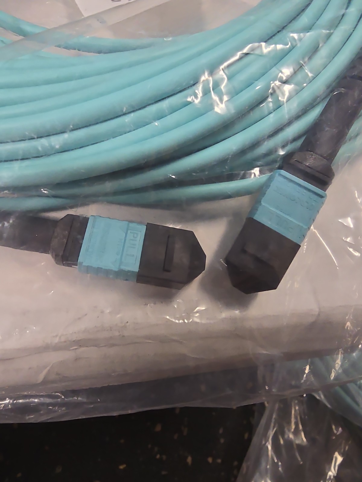 OM4 MTP/MPO 24 Fiber Trunk Cable 90ft Aqua OFNP Plenum Method A 24 Strand