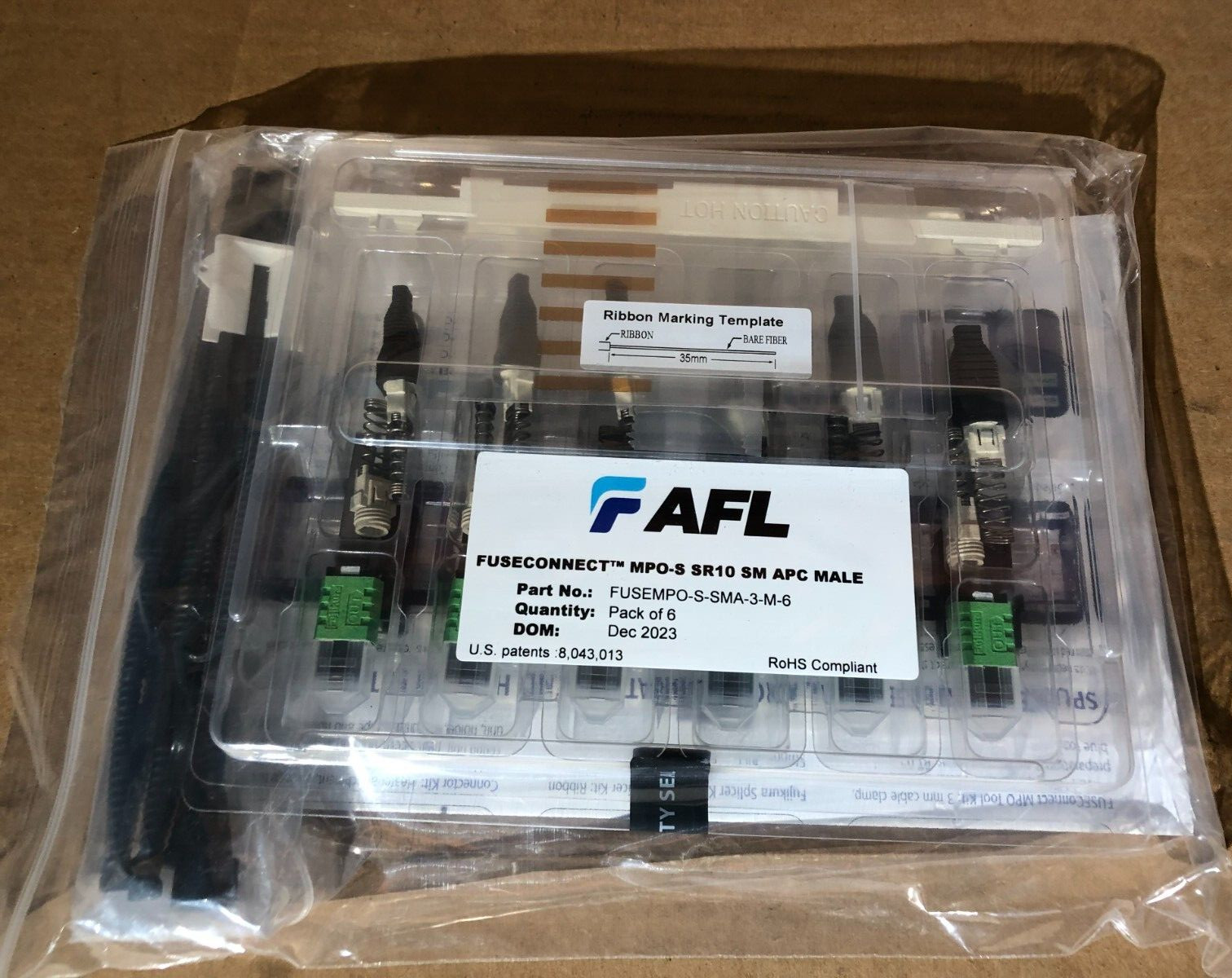 AFL FUSEMPO-S-SMA-3-M-6 FUSEConnect SM APC MPO Connector, Male New Pack of 6