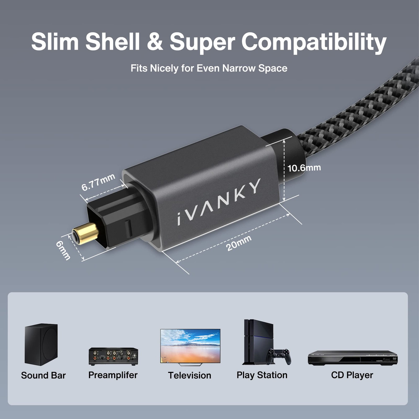 Optical Audio Cable 10ft/3m Long Digital Audio Optical Cable For Soundbar S/pdif