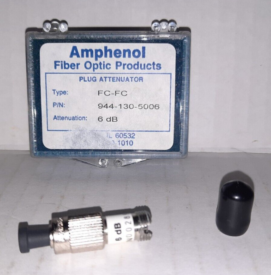 Amphenol Fiber Optic Products Plug Attenuator 6dB FC-FC Part #944-130-5006 – New