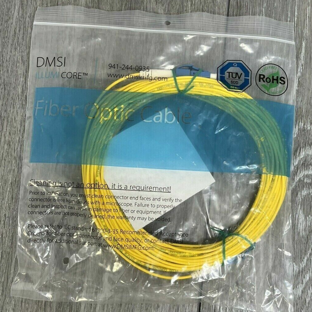 DMSI LC/UNIBOOT-LC/UNIBOOT Singlemode Indoor 3mm Fiber Optic Cable, Yellow 50 FT
