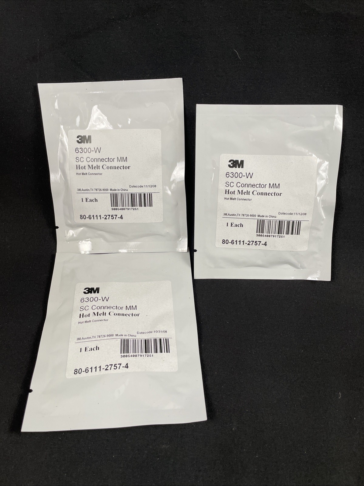 3M 6300-W SC MM Hot Melt Fiber Optic Connector (3 Pieces) 11/12/08 & 10/31/08
